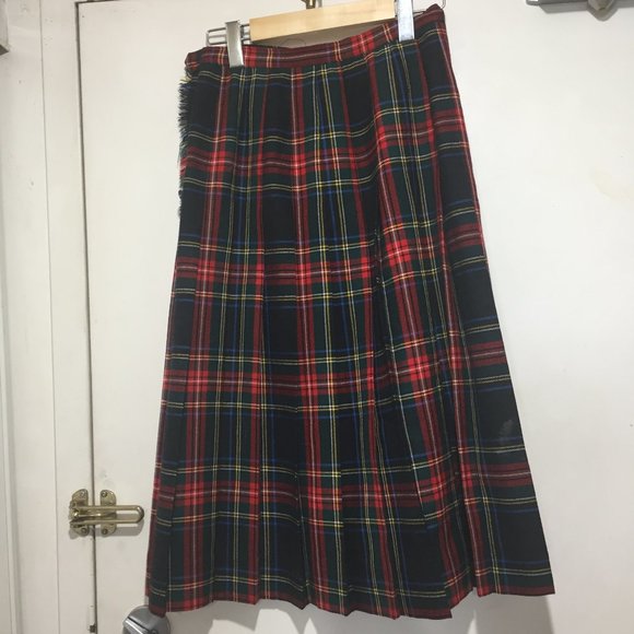 VINTAGE ALJEAN PLAID WOOL PLEATED MIDI SKIRTS SIZE 10 - Picture 4 of 5